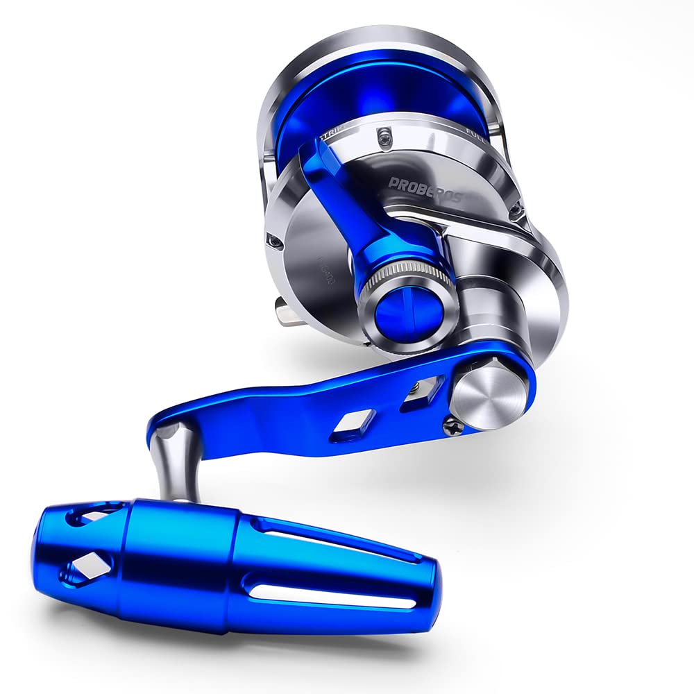 PROBEROS conventional reel blue-silver helical gear delivers quieter operation and durable performance
