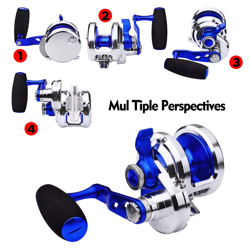 PROBEROS reel handle with stainless rivet and CNC aluminum for strength and lightness.