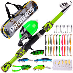 PROBEROS kids fishing pole assembled ready for a beginner-friendly day on the water.