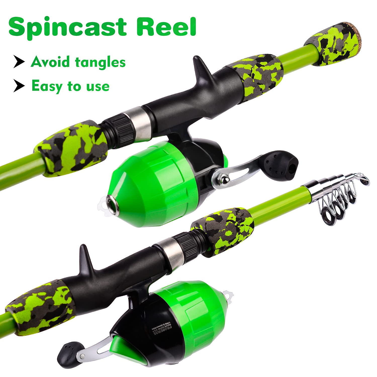 PROBEROS kids telescopic rod demonstrates compact travel-friendly setup for family trips.
