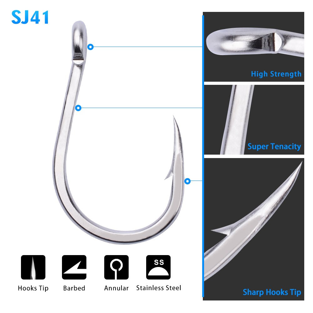 PROBEROS stainless-steel jigging hook demonstrates corrosion resistance in tough saltwater conditions.