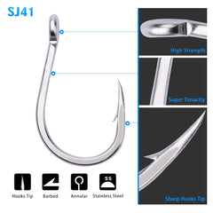 PROBEROS stainless-steel jigging hook demonstrates corrosion resistance in tough saltwater conditions.