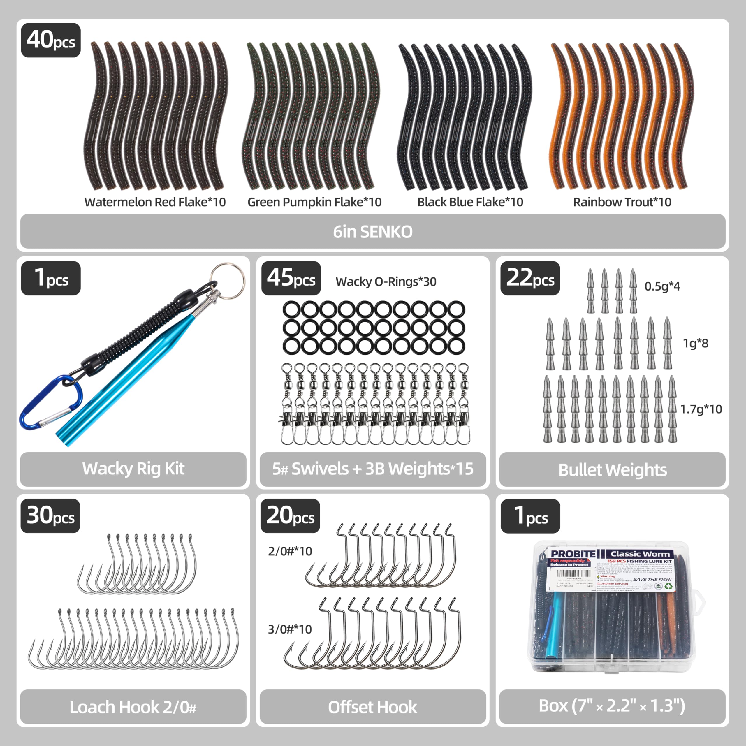 PROBITE durable soft plastic worms with color variety and lifelike motion.