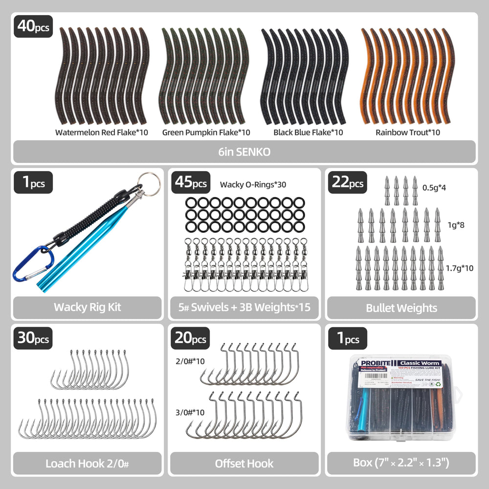 PROBITE durable soft plastic worms with color variety and lifelike motion.