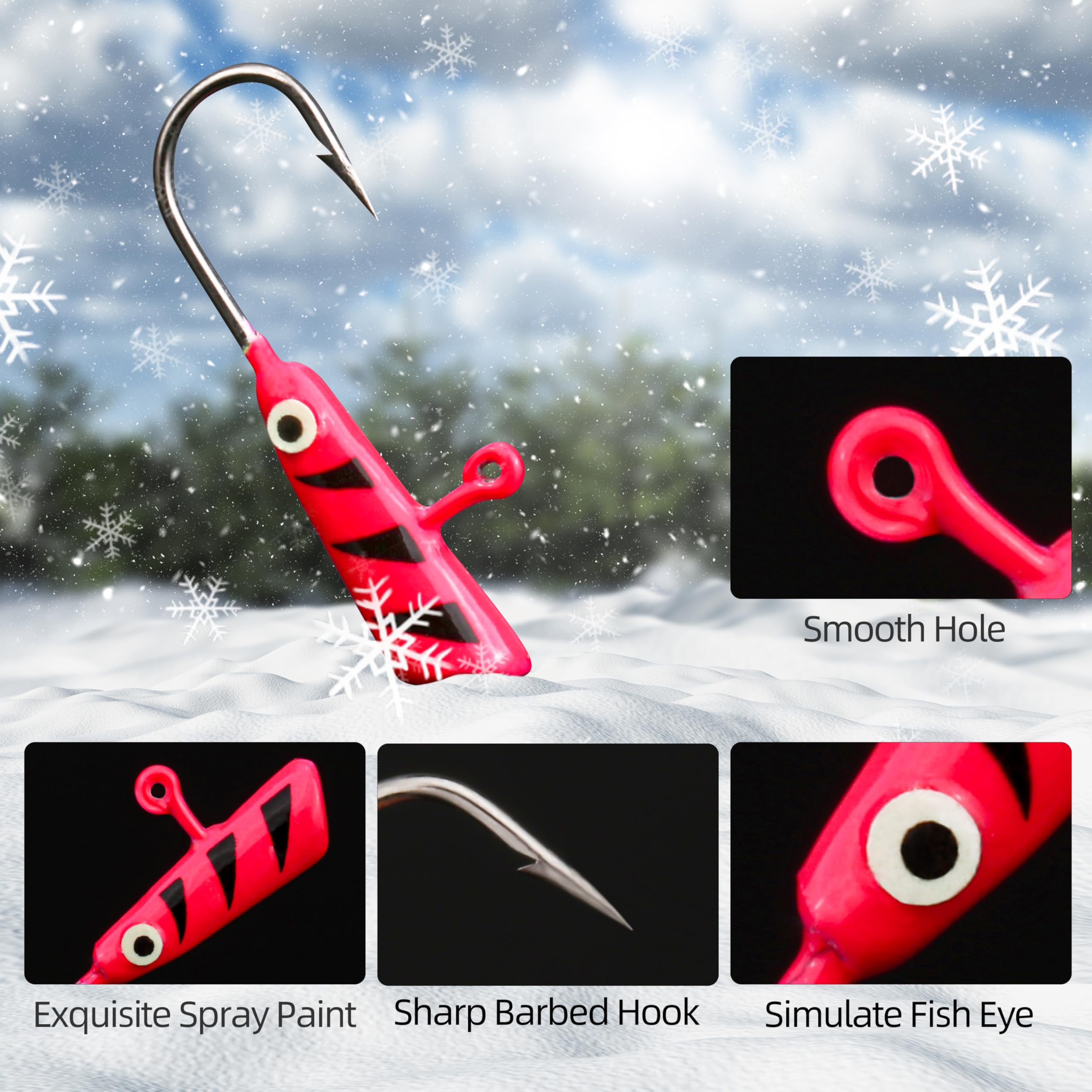 Jigging spoons and vibrating lures in PROBITE ice fishing kit