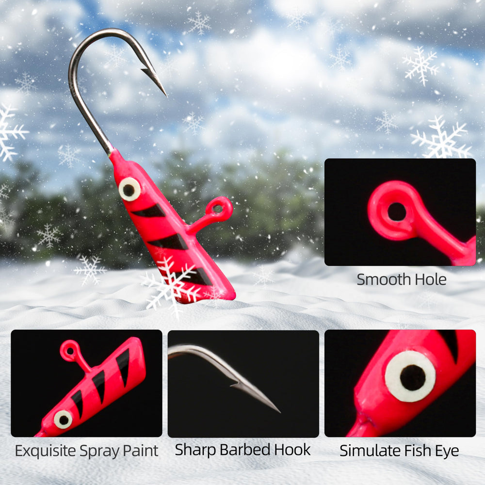 Jigging spoons and vibrating lures in PROBITE ice fishing kit