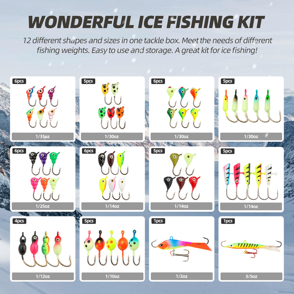 Lures and vibrating jigs from PROBITE ice fishing kit