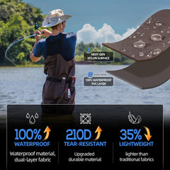 PROBITE 2-ply nylon waders feel light to wear during long outdoor sessions.
