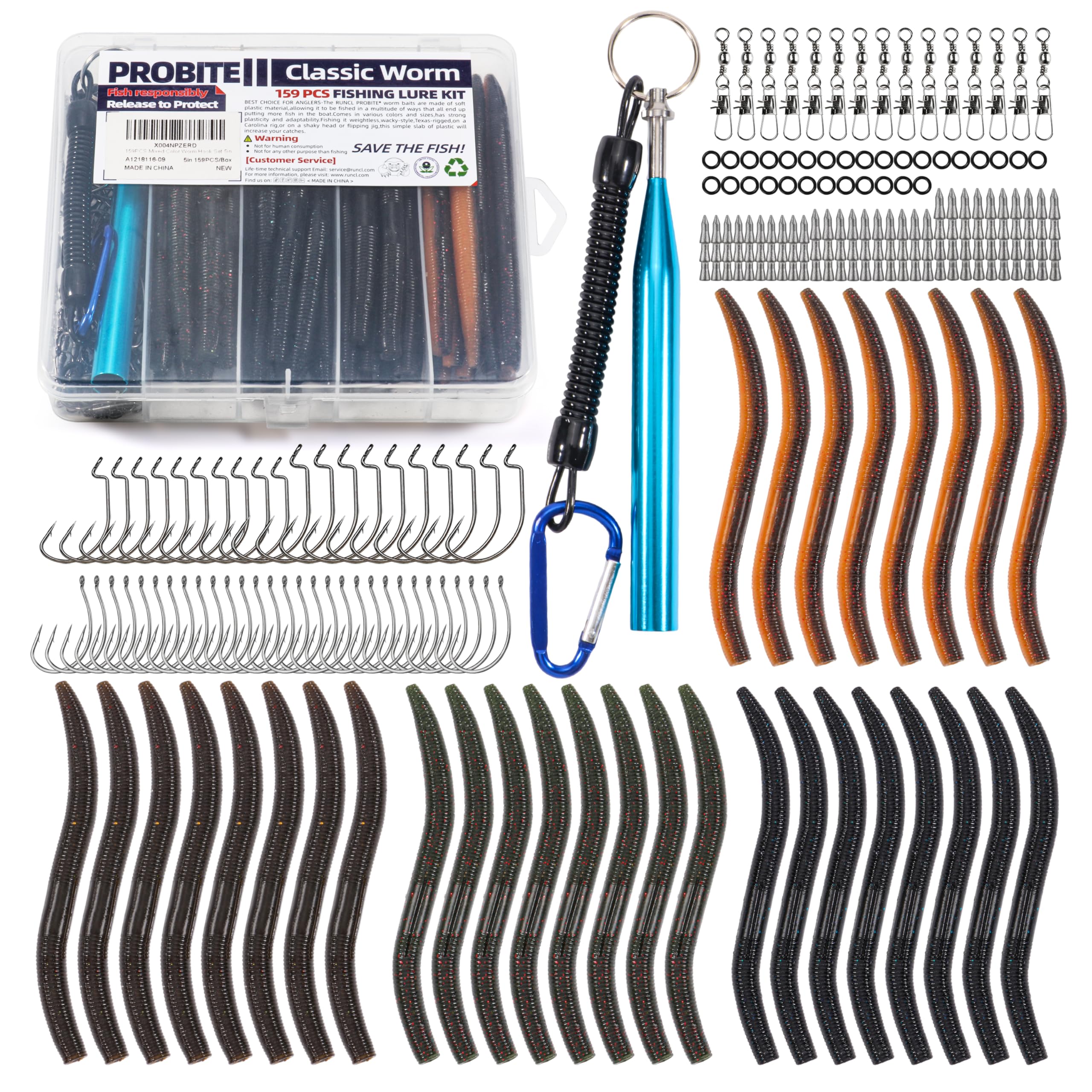PROBITE Senko worms lure kit front view—compact setup ideal for ready bass fishing sessions.