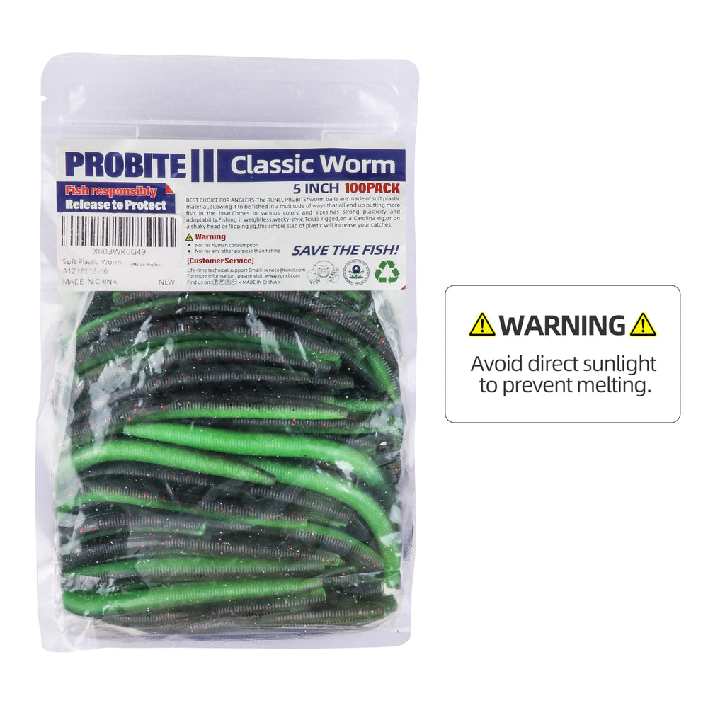 PROBITE Soft Worm available in 3/4/5/6 inch lengths with multicolor variety.