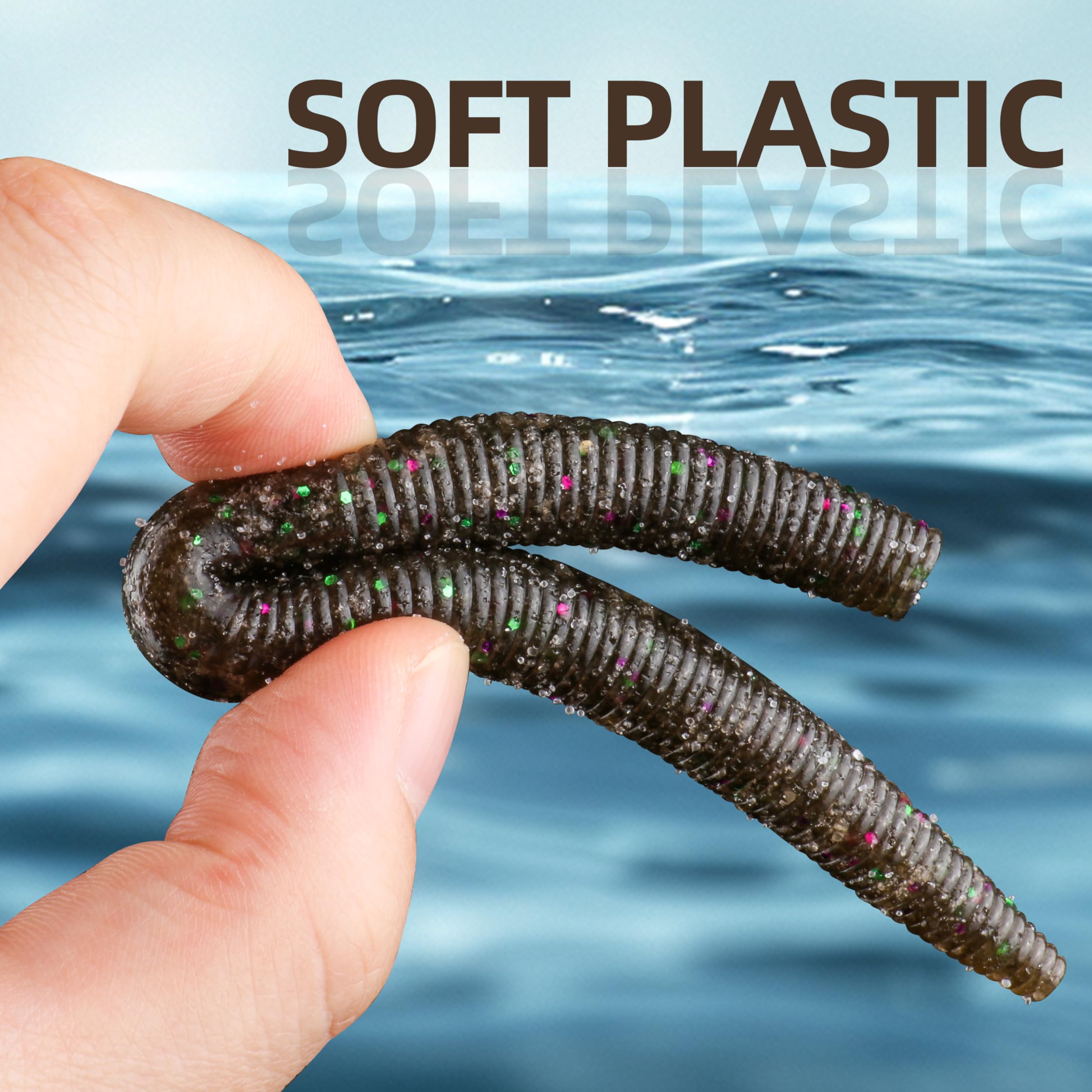 PROBITE multicolor soft worm stands out in murky water conditions