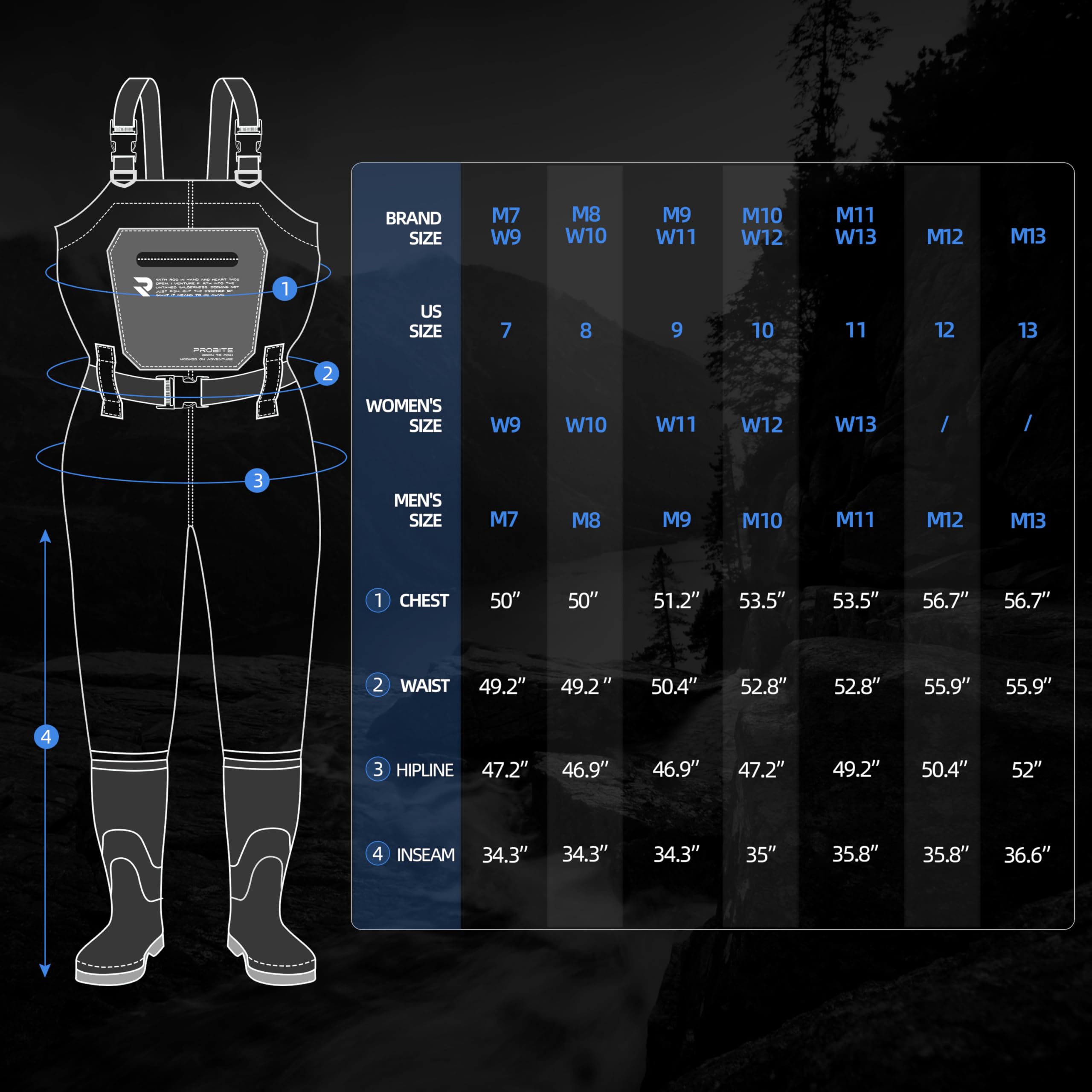 PROBITE waders include boot hanger for drying boots between trips.