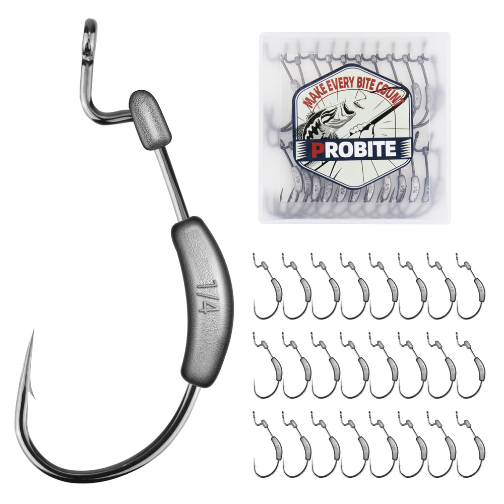 PROBITE weighted fishing hooks – full 25-piece set with four weights