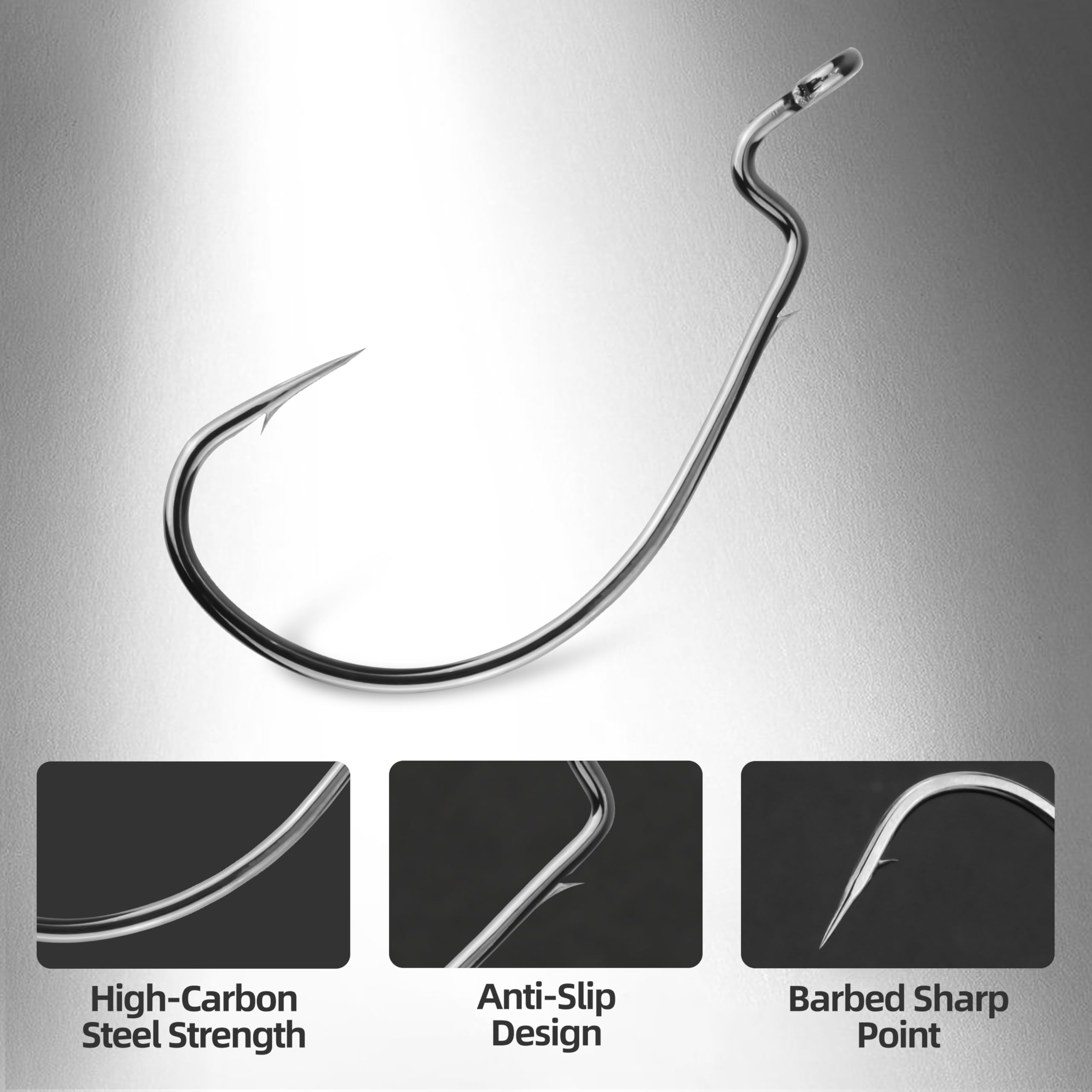 Weedless weighted swimbait hook showing anti-slip barb