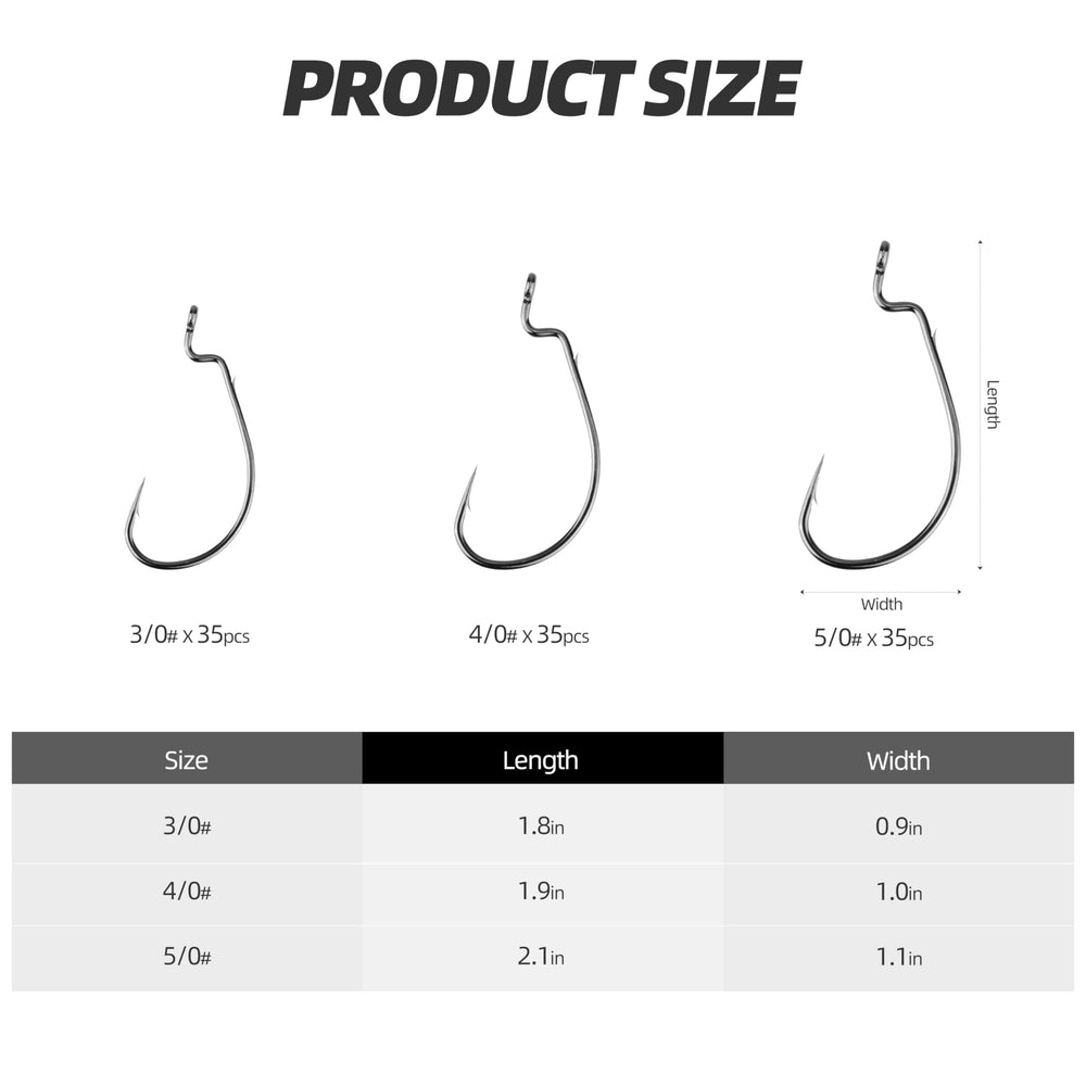 Sizes #3, #4, #5 in a 35-pack for versatile tackle
