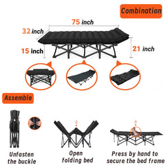 Procands XXL cot with mattress wide sleeping surface for adults