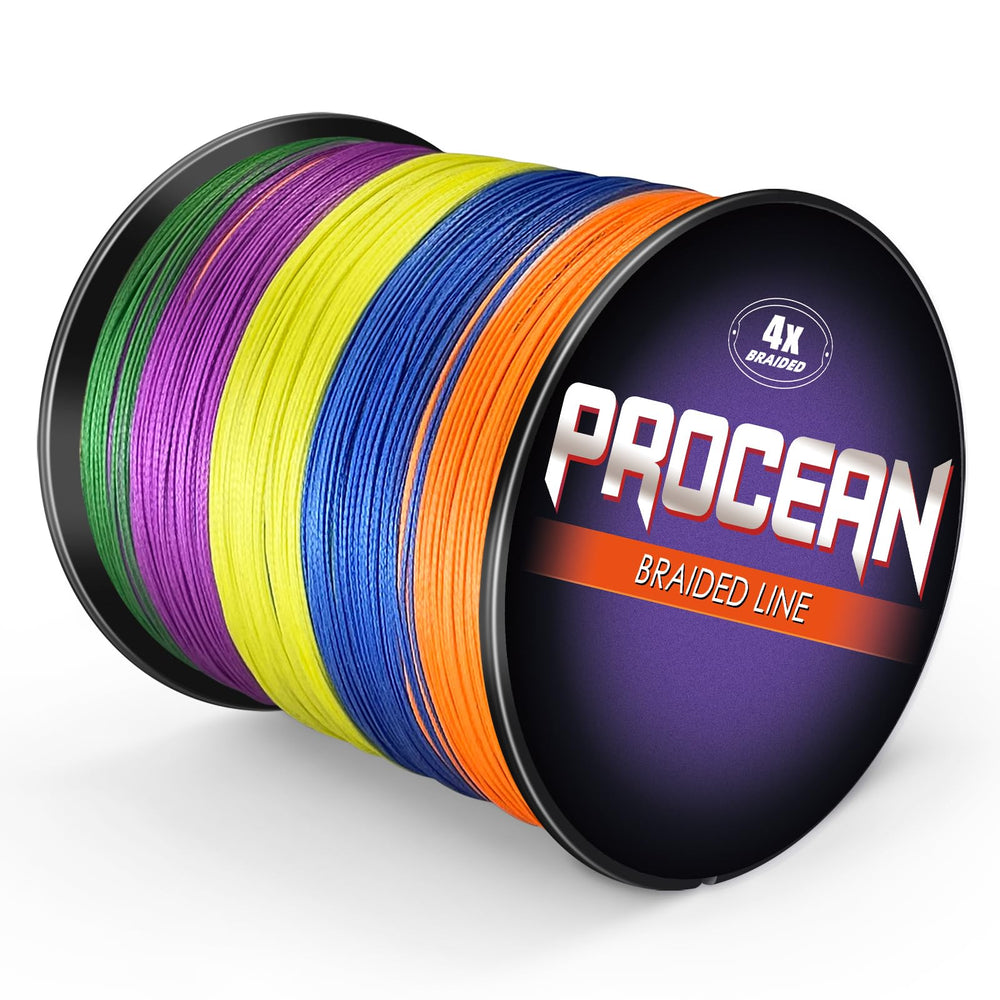 Procean braided line 4-strand closeup highlights ultra-durable PE fibers for strong casting