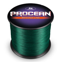 Procean braided line with 4-8 strands offers high strength under load.