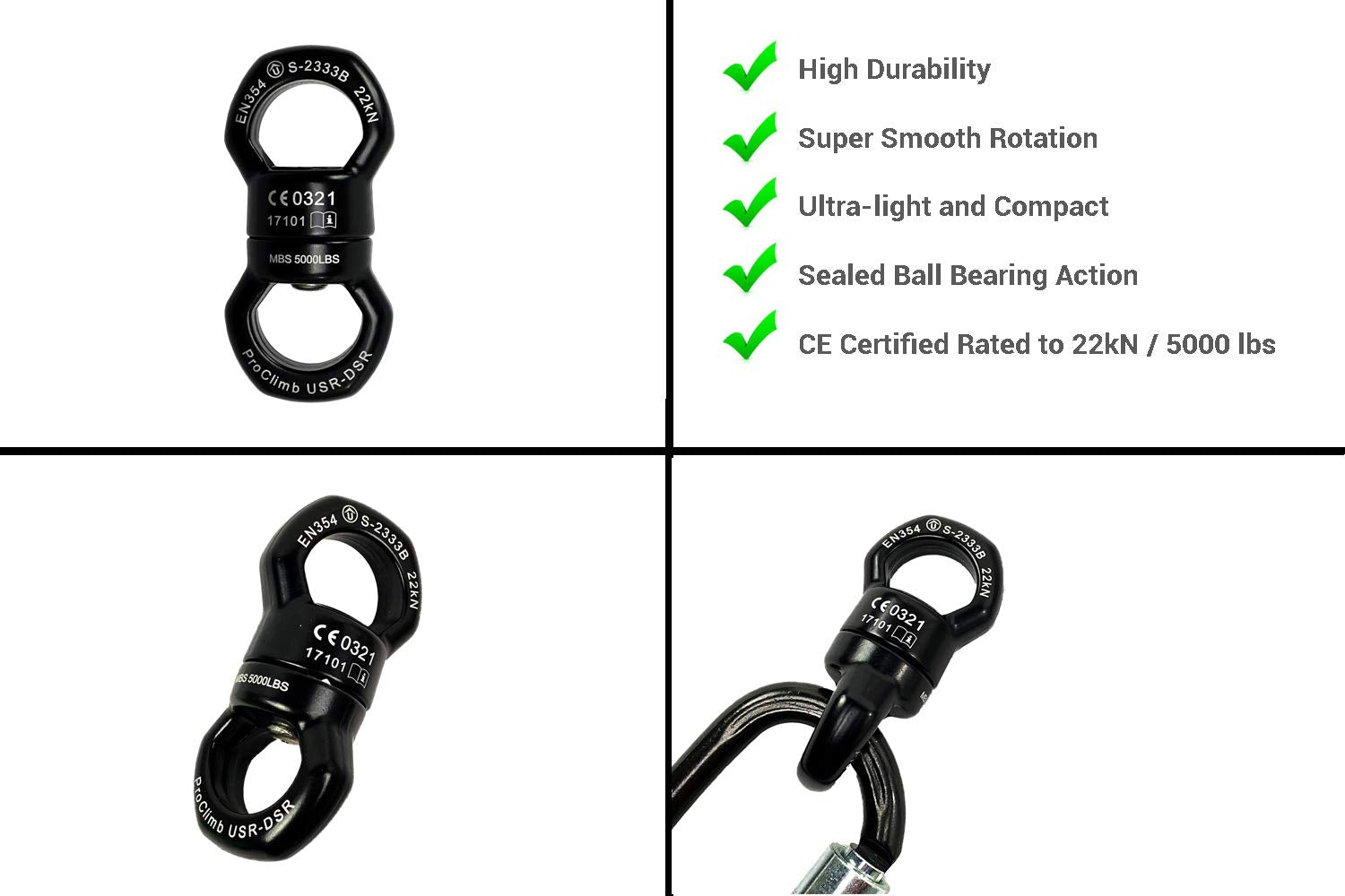 ProClimb 22kN micro rotator ideal for arborist and rescue applications.