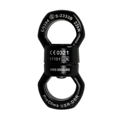 ProClimb 22kN micro rotator rope swivel front view shows compact design for smooth rope control.
