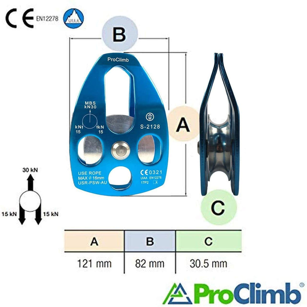 ProClimb aluminum frame with 16 mm rope compatibility for versatile use.