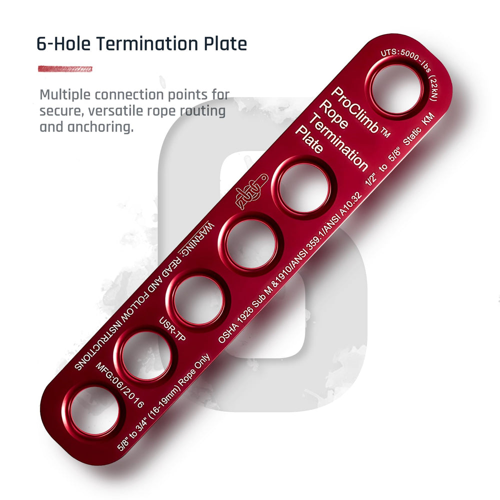 Anodized aluminum ProClimb plate highlighted for durability and compatibility