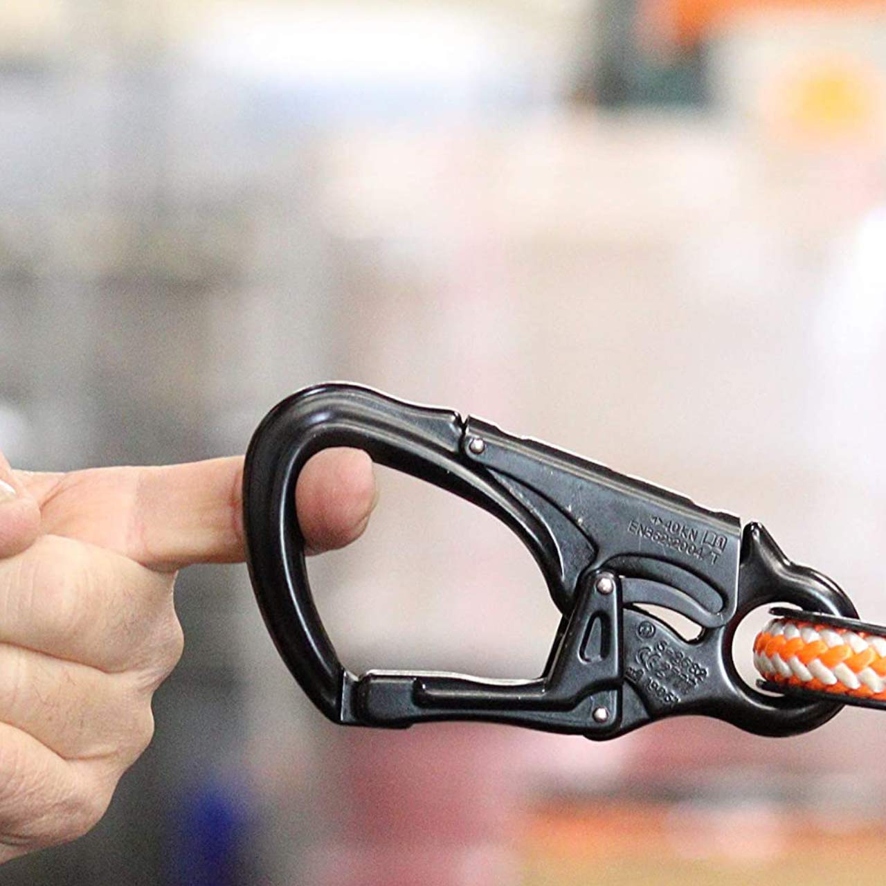 ProClimb forged aluminum carabiner snaphook packed for rescue ops; compact design.
