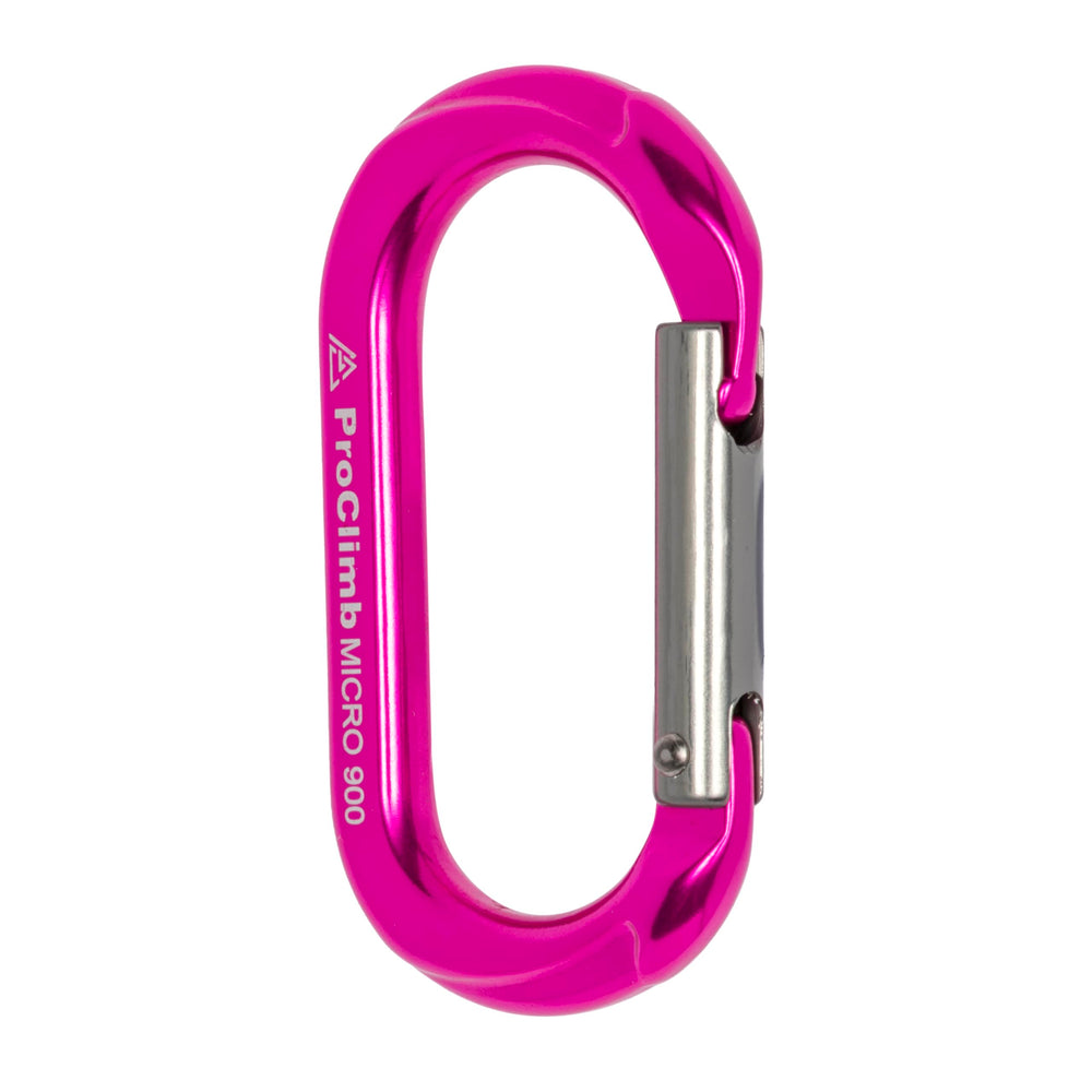 ProClimb gate opening 12mm carabiner, easy access for quick attachments.