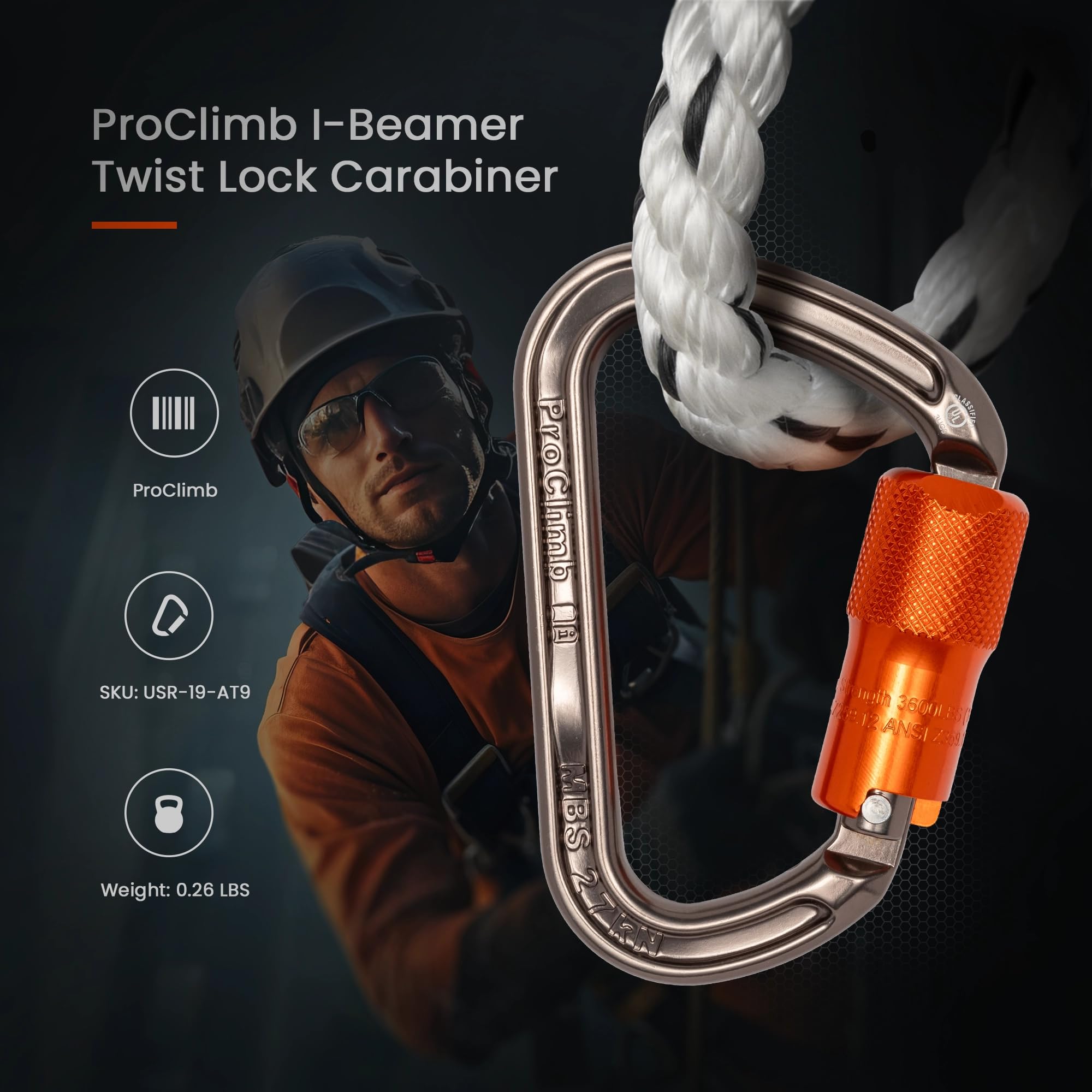 ProClimb I-Beamer Mod D optional pin kit supports rope retention and positioning.