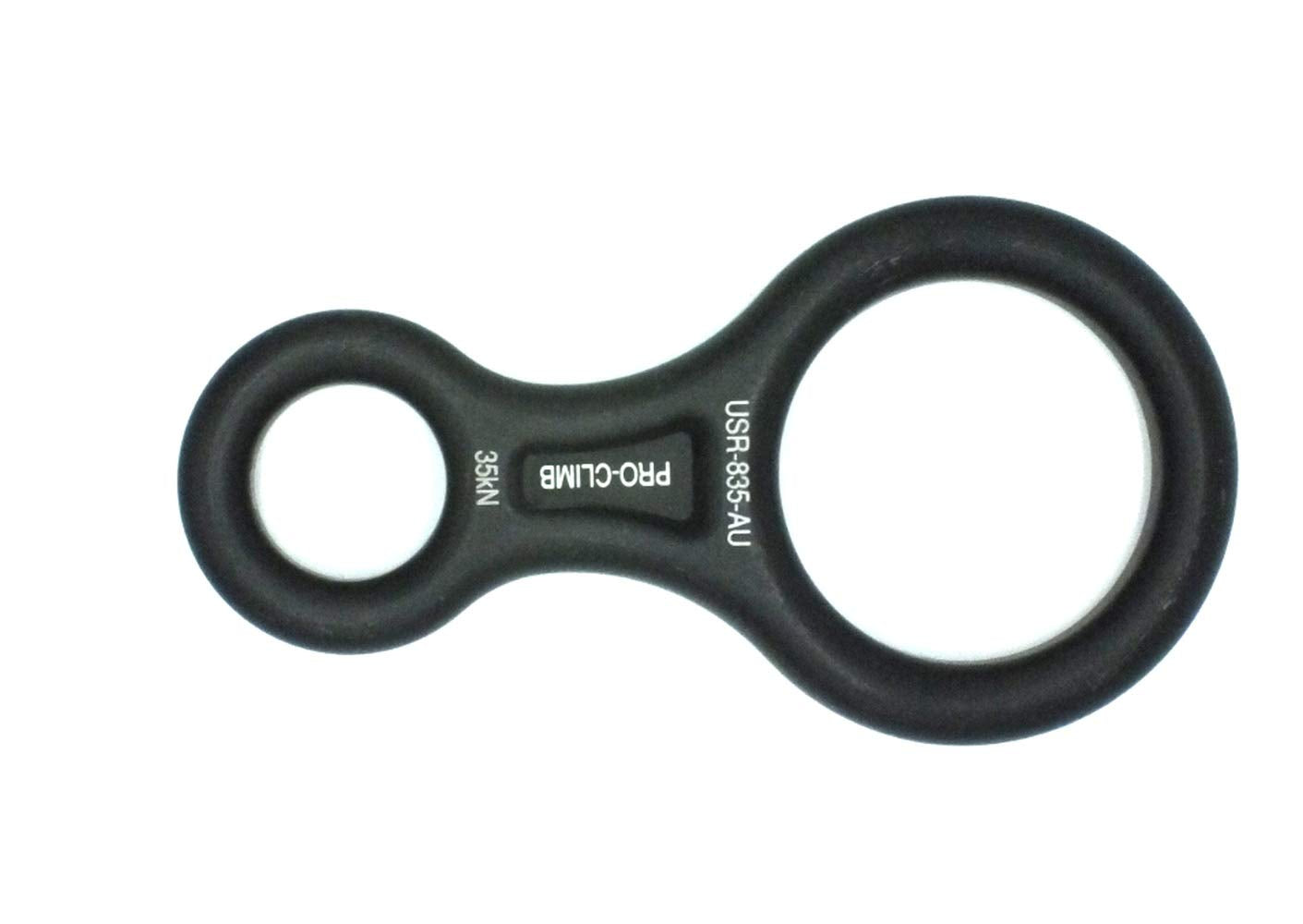 ProClimb compatible with rope sizes 9-12 mm for versatile setups.