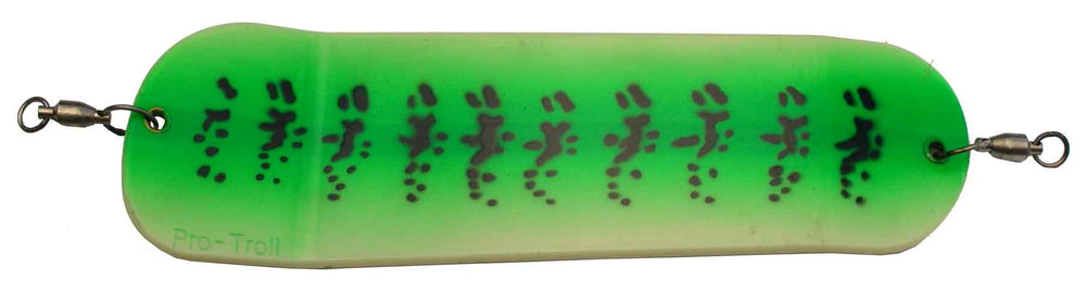 Proco HotChip 11 Flasher with green splatter glow attracts salmon