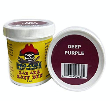 Pro-Cure Bad Azz Powder Dye Deep Purple bottle enhances bait visibility