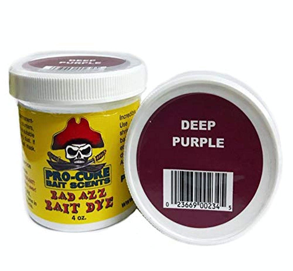 Pro-Cure Bad Azz Powder Dye Deep Purple bottle enhances bait visibility