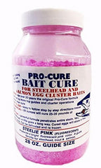 Pro-Cure Original Egg Cure bottle in Steelie Pink, ready for steelhead fishing