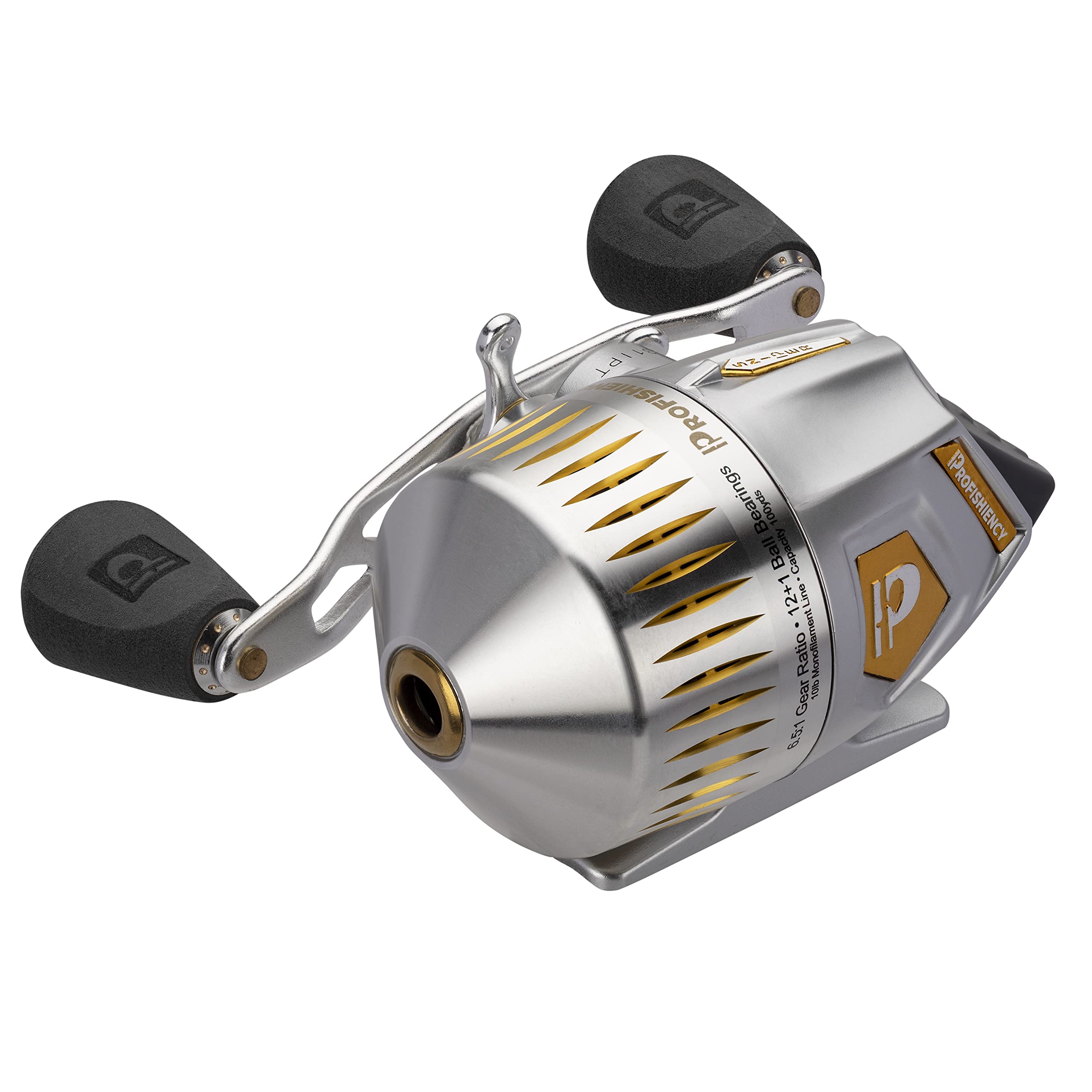 Close-up of Sniper Spincast Reel Silver handle and spool