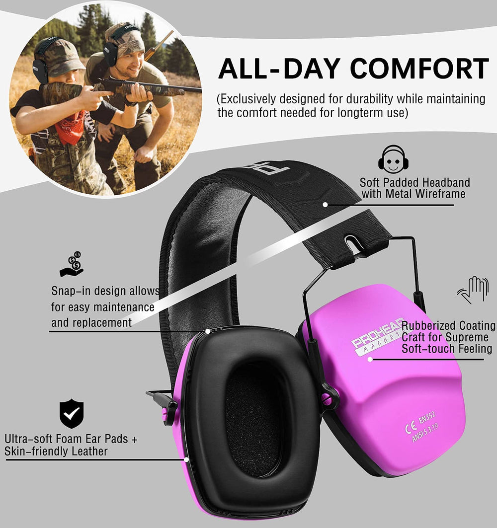 PROHEAR 016 ear protection earmuffs soft, cushioned ear pads for comfort