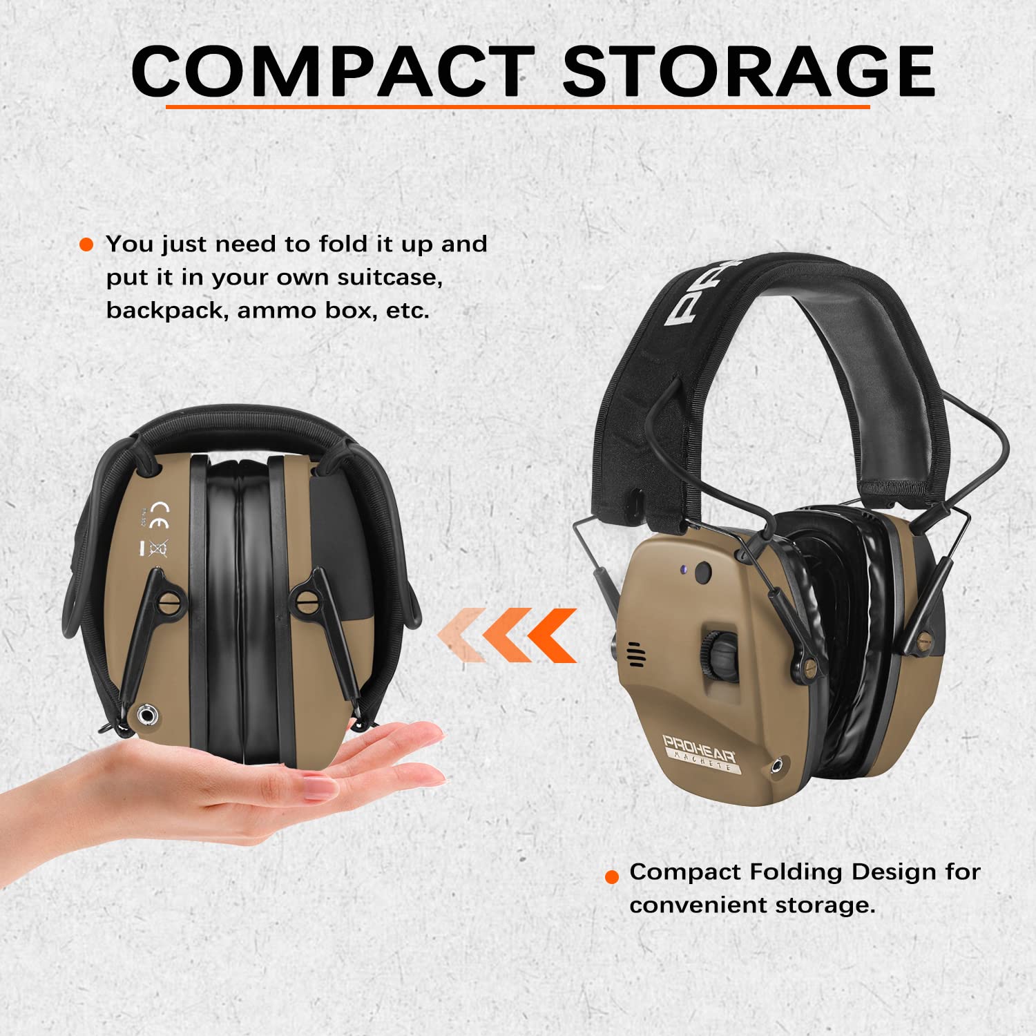 PROHEAR 030 folding design makes transport easy for range trips.