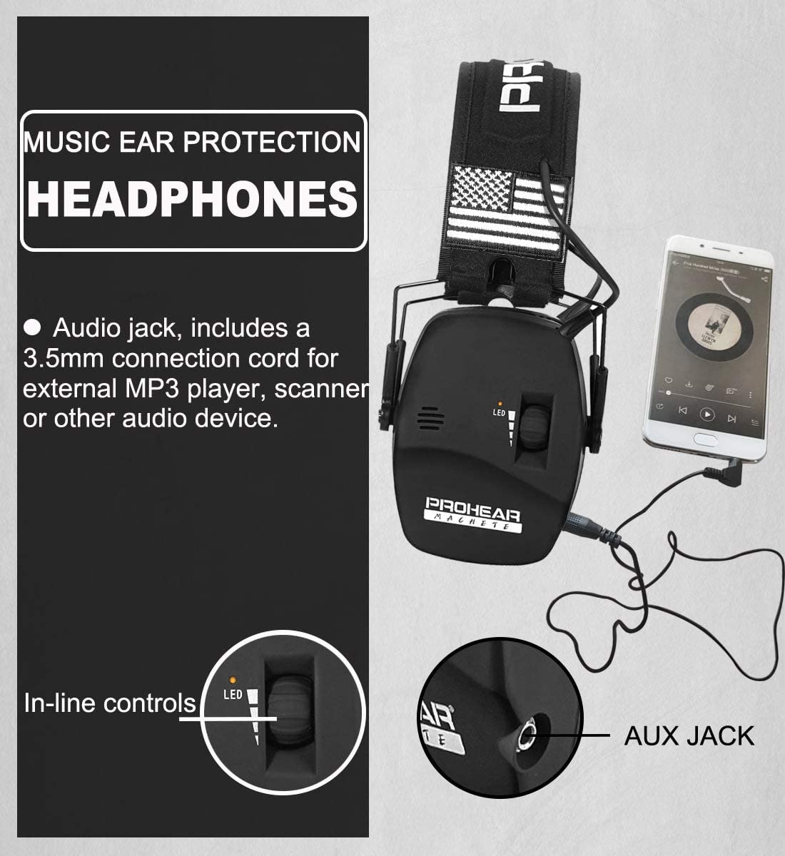 PROHEAR earmuffs LED indicator signals power status during use