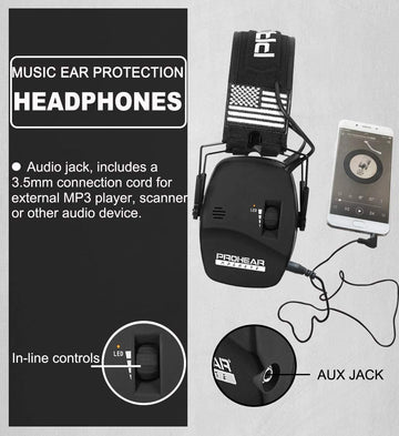 PROHEAR earmuffs LED indicator signals power status during use