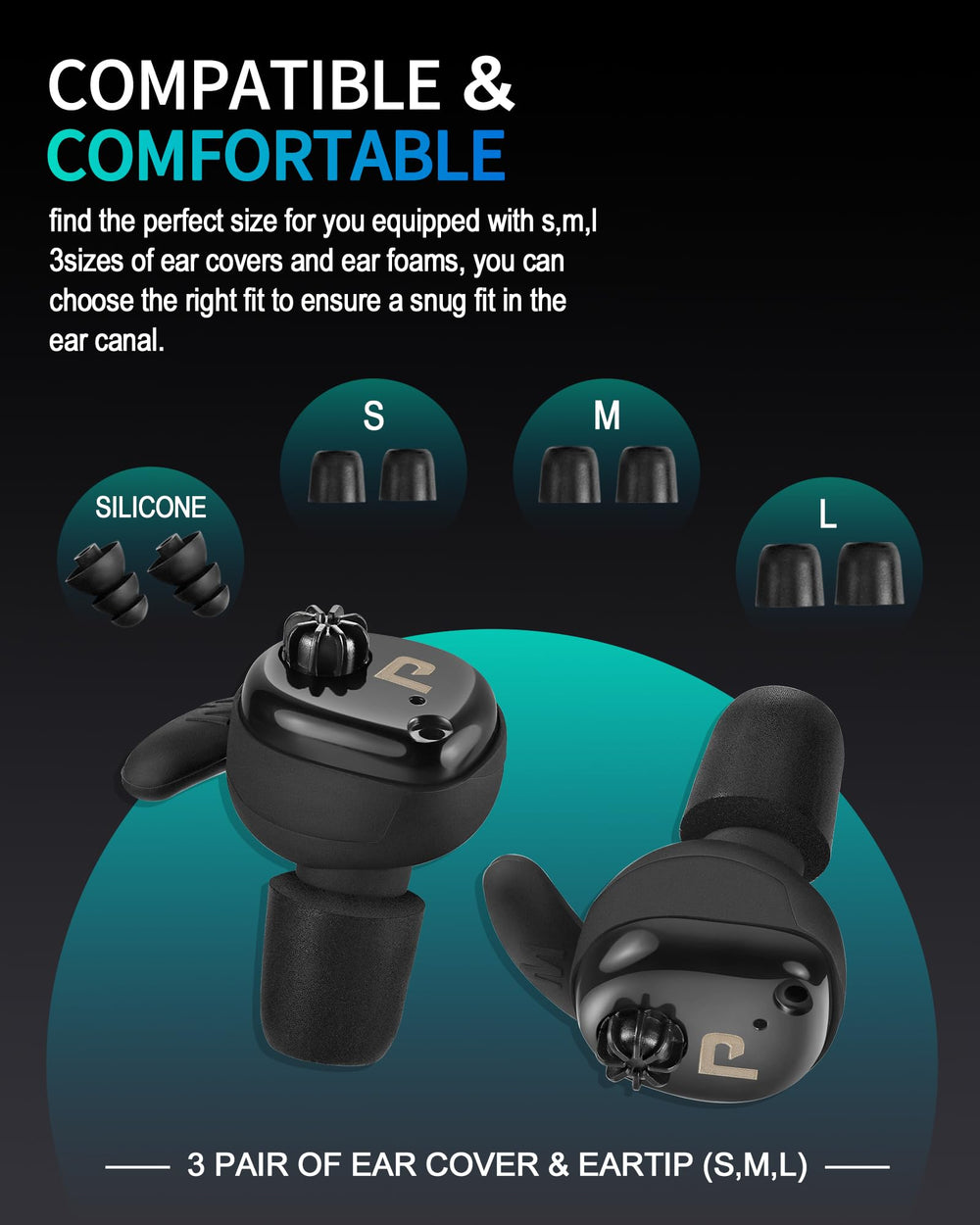 PROHEAR earbud silicone tip size S ensures a comfortable, secure fit.