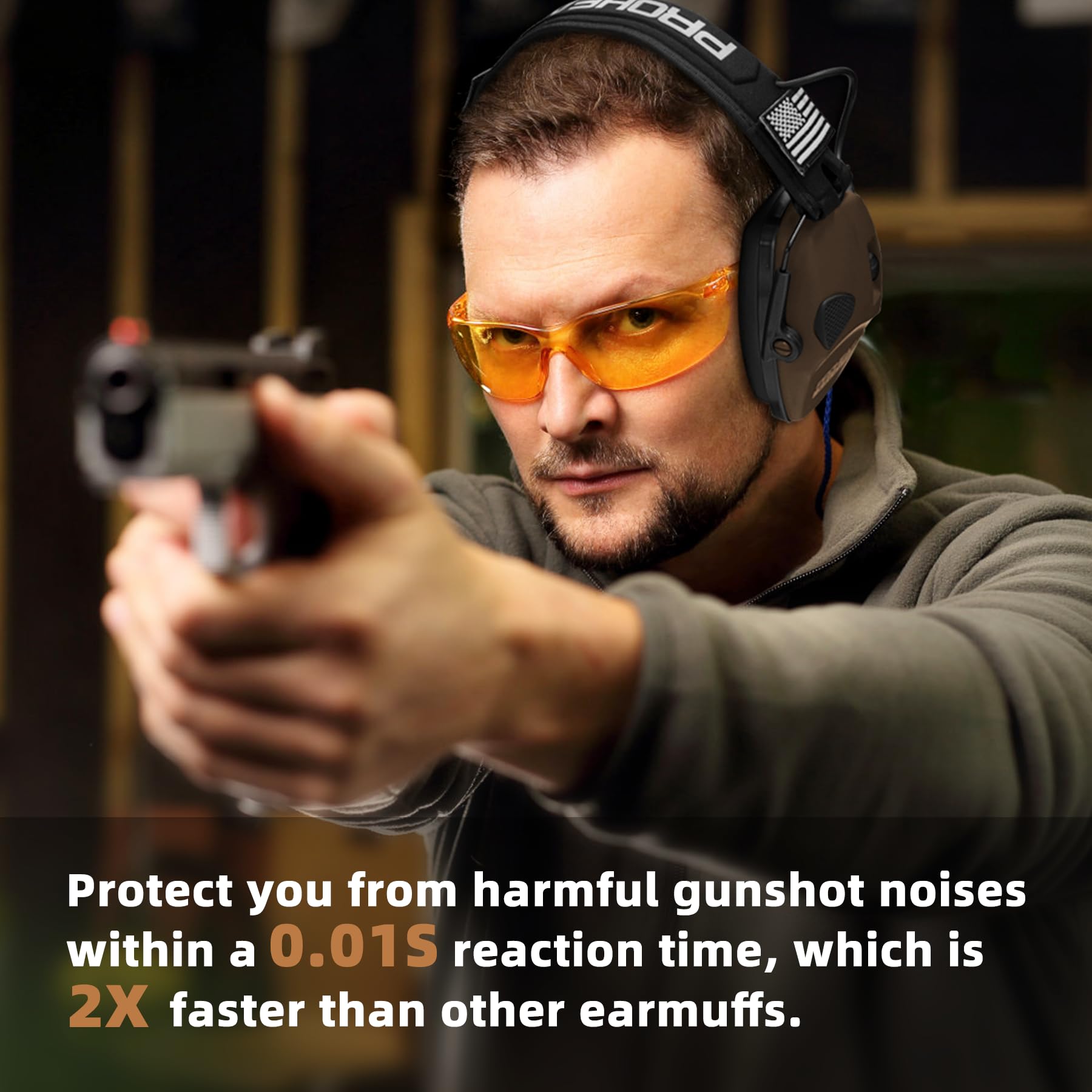 PROHEAR low-profile earcups with cutaways help aim without sacrificing hearing protection.