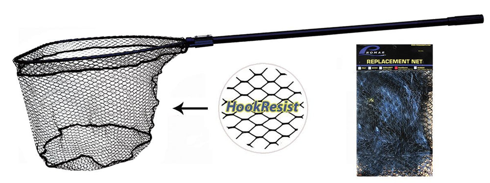 Promar hook resist replacement net on 18-20 inch frame showing snug fit.
