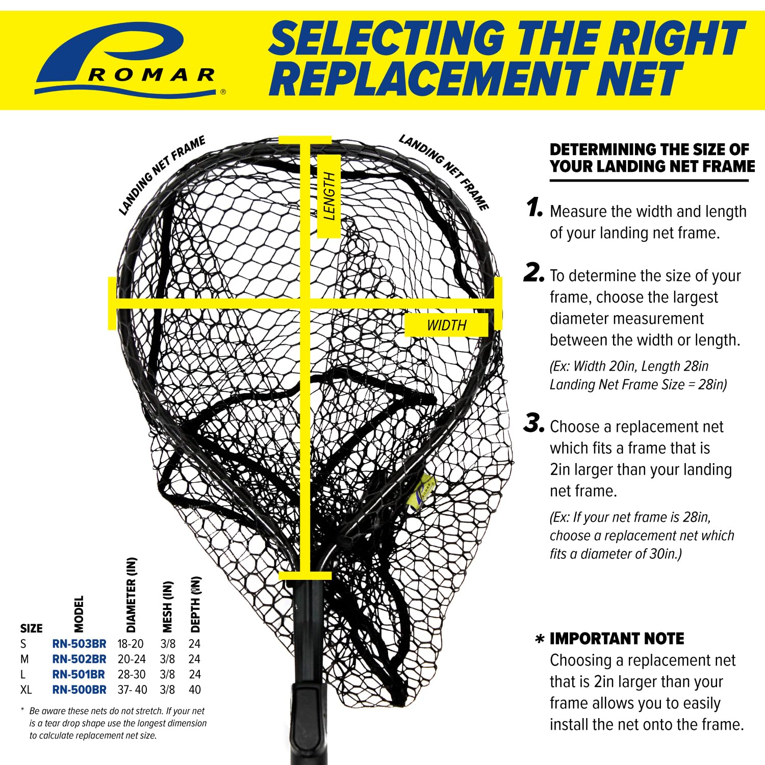 Promar hook resist net features three-quarter-inch mesh for snag protection.