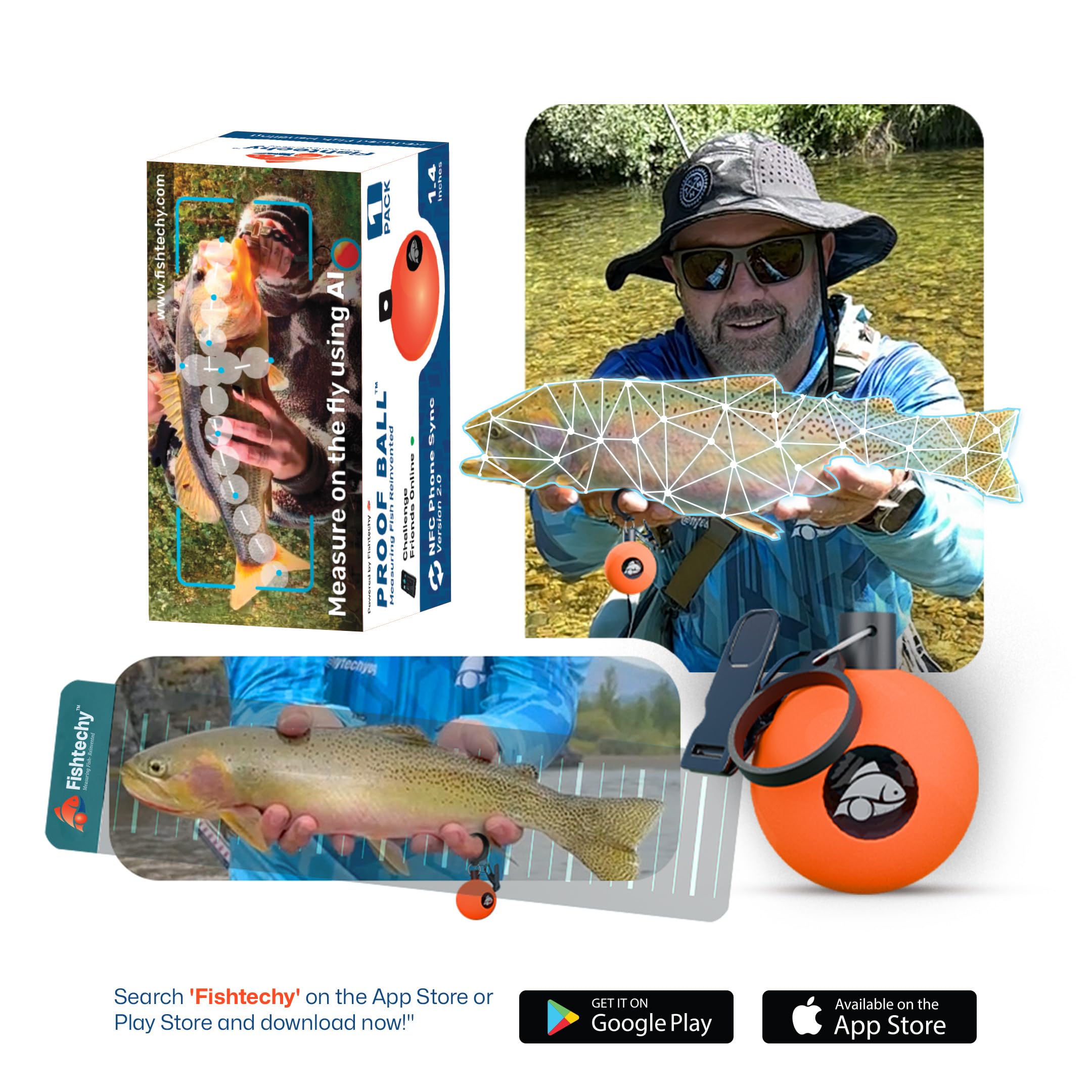Fishtechy app interface showing captured measurements and SMART Log