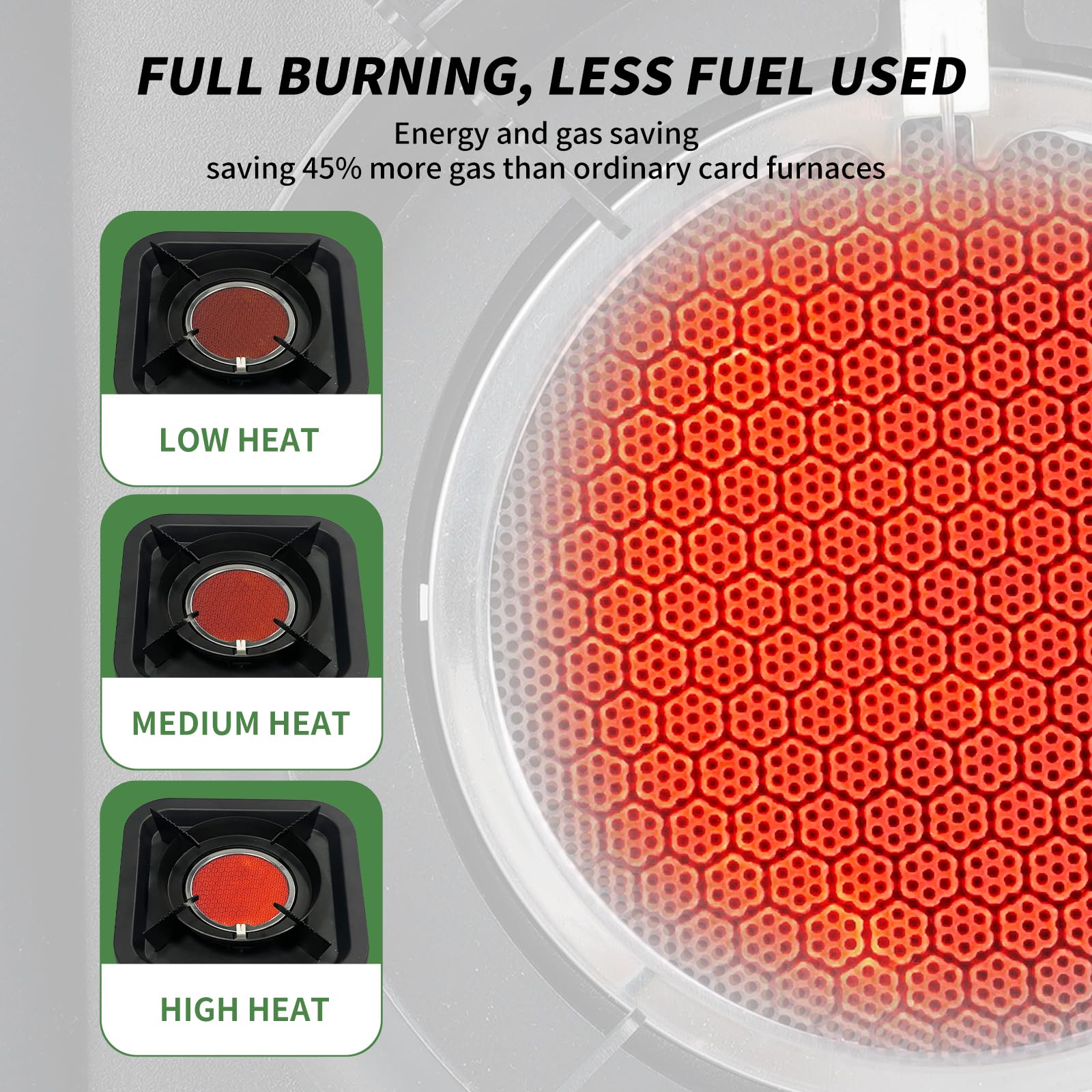 Propane portable camping stove with gas hose connection emphasizes reliable fuel hookup for camp meals.