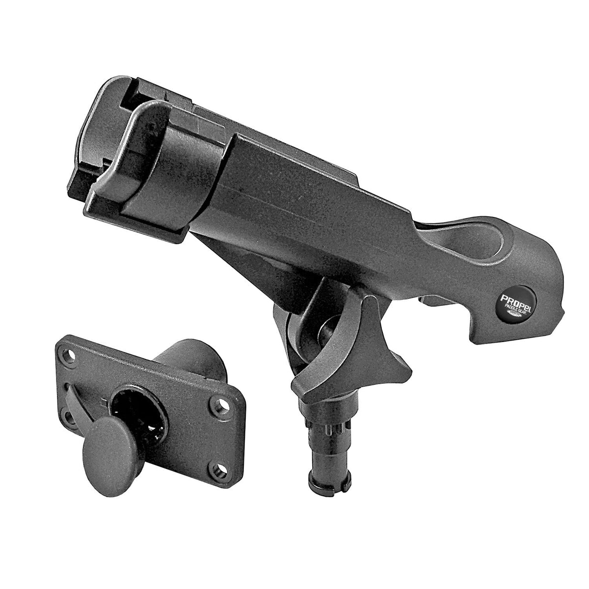 Propel Paddle Gear kayak rod holder with mount base for secure, hands-free fishing.