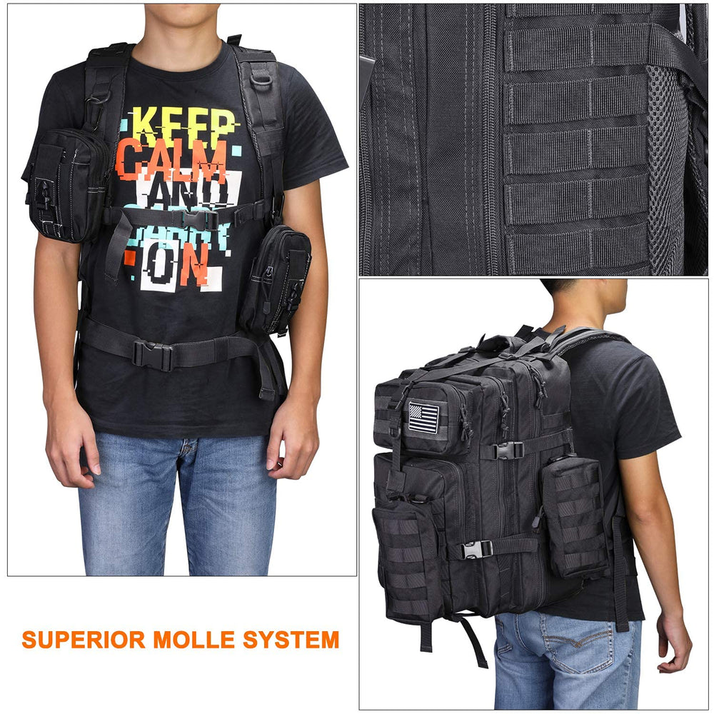 Prospo 40L rugged stitching detail highlights durability for outdoor use