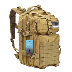 Prospo 40L tactical backpack front view, rugged durability for outdoor adventures.