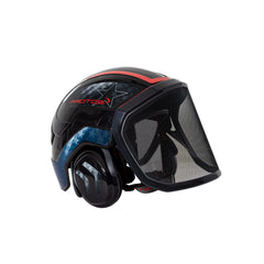 Protos Integral Arborist Helmet Stars Stripes, swept-back design for unobstructed field of view during climbs.