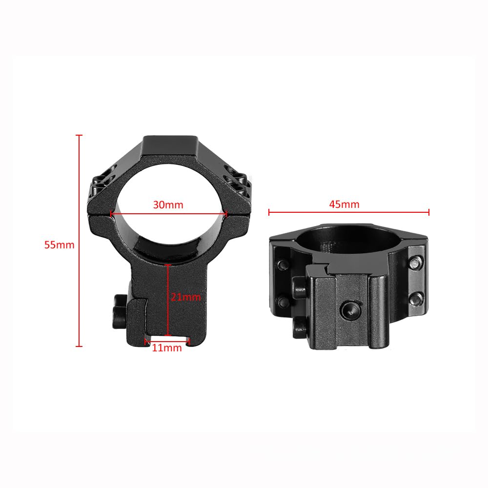 ProWildGear 30mm low-profile dovetail rings for compact mounting.